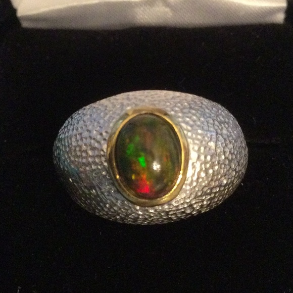 Atlanta Gem & Mineral Show Jewelry - Outstanding Genuine Fiery Black Opal Ring